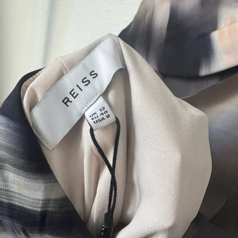 NWT $425 REISS [ 8 US ] Gisele Strappy Back Midi Dress in Smudge Print - Picture 6 of 11